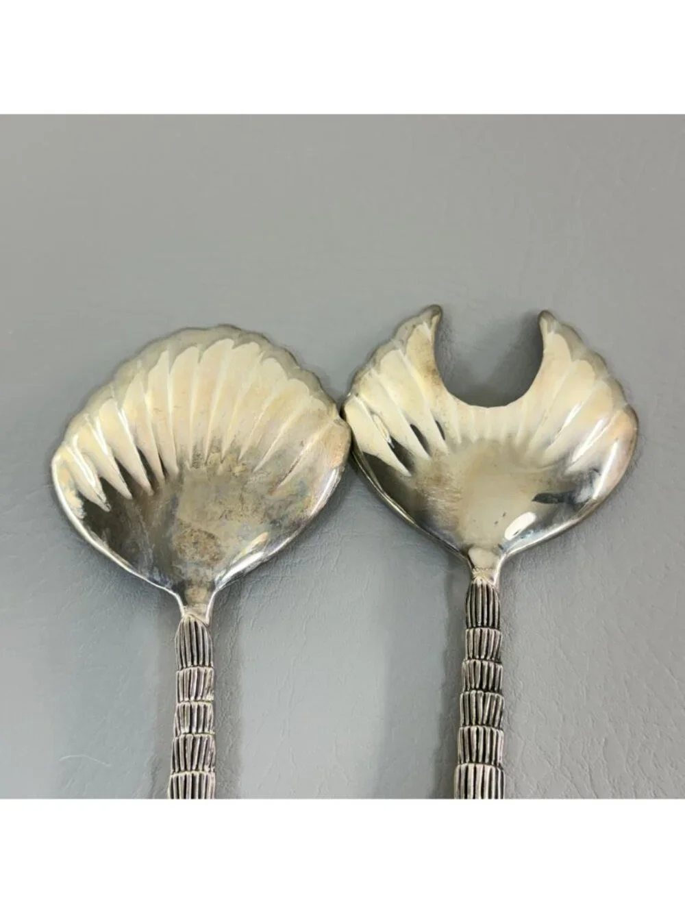 Vintage Godinger Silver Seahorse Shell Salad Serving Set Fork Spoon 11